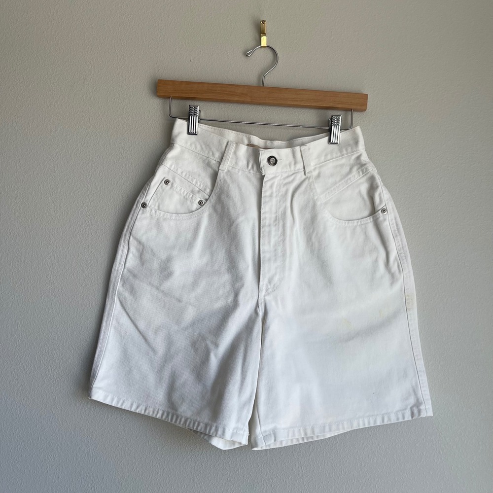 Vintage Crossroads White Tapered Waist Bermuda Shorts Size 26 - Picture 3 of 9